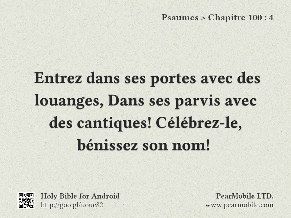Psaumes, Chapitre 100:4